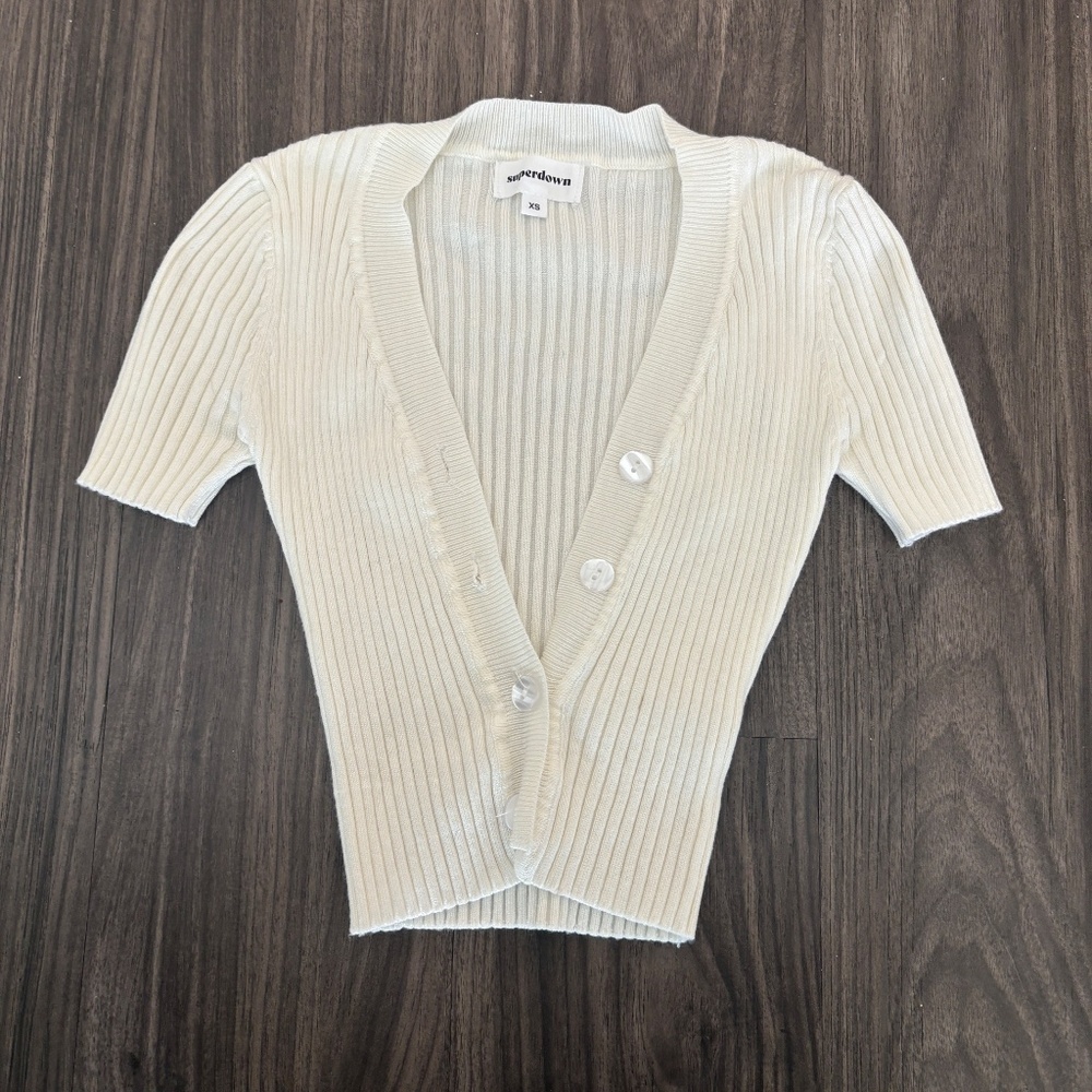 superdown White Ribbed Crop Top - Picture 2 of 5